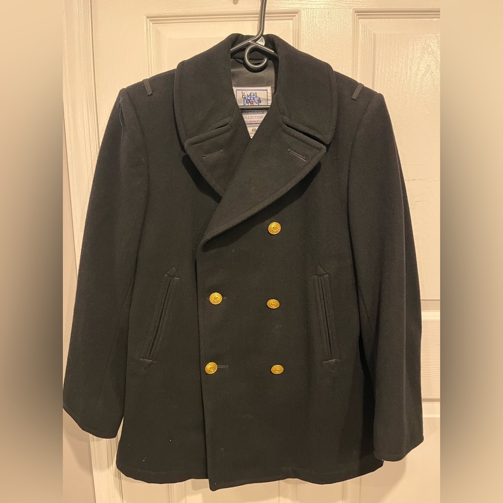 Quarterdeck Collection Pea Coat Black Wool size 40R